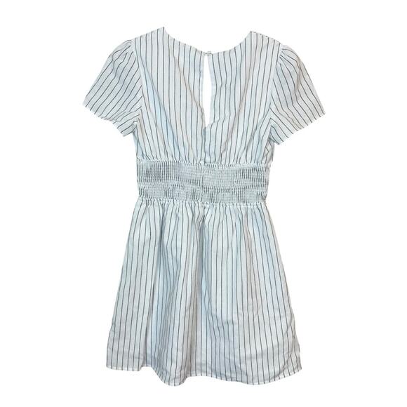 About Us Margo Ruched Waist Dress in White Pinstripe sz S 100% Cotton Revolve - Picture 4 of 7